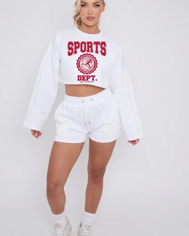 Sports Dept Cropped Sweat Printed Short Set