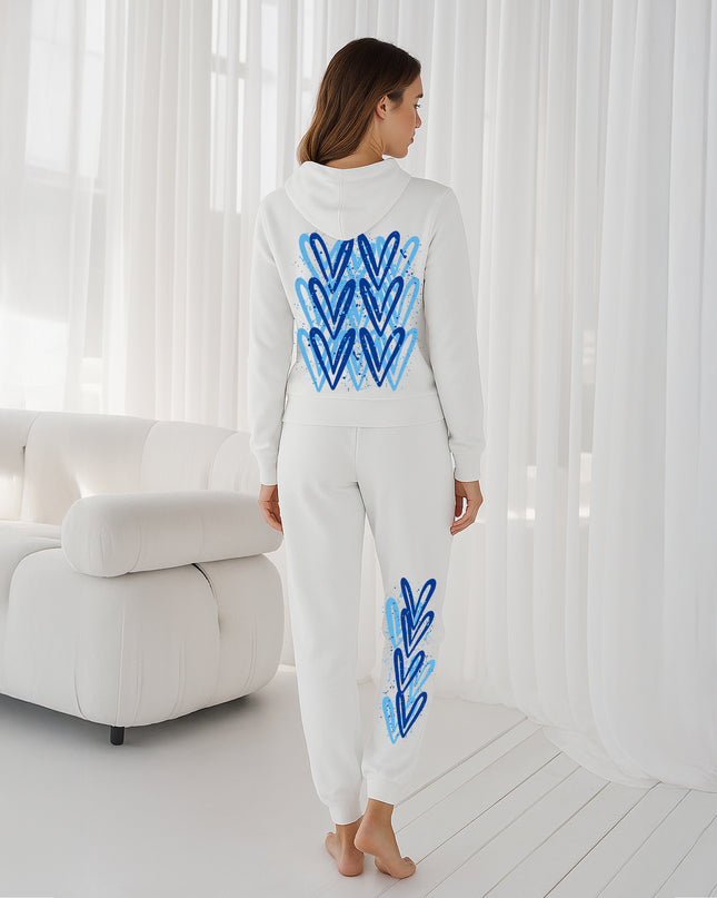 Blue Hearts Printed Hooded Tracksuit Adult