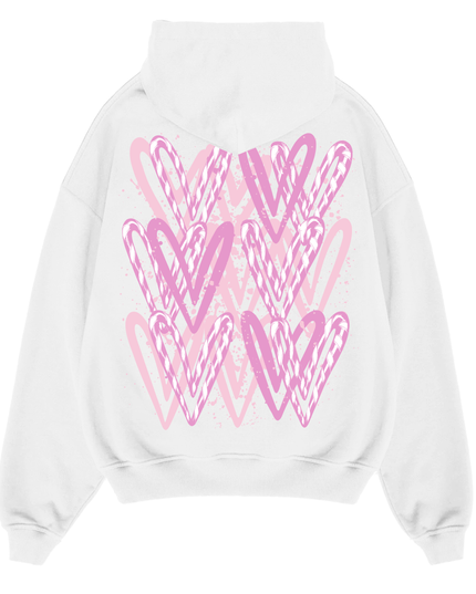 Pink Candy Cane Hearts Hoodie