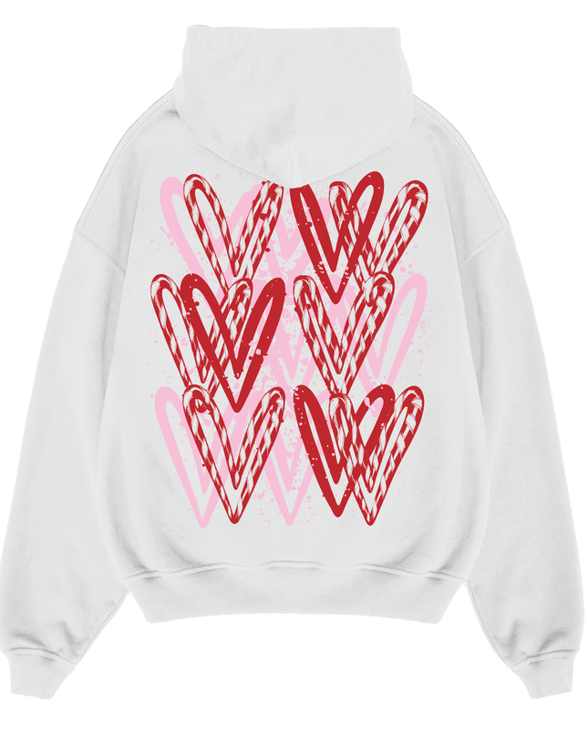 Pink & Red Candy Cane Hearts Hoodie