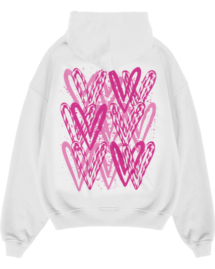 Hot Pink Candy Cane Hearts Hoodie