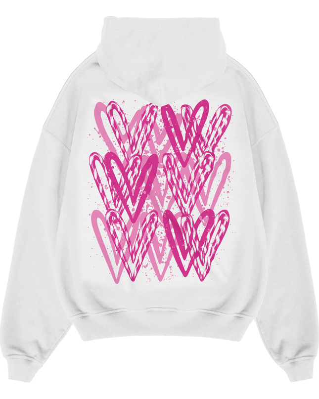Hot Pink Candy Cane Hearts Hoodie