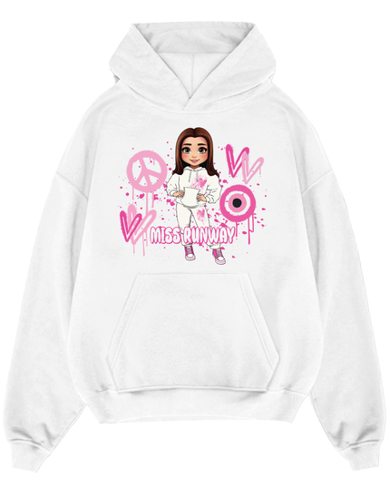 Miss Runway Doll Hoodie Pink Heart Design