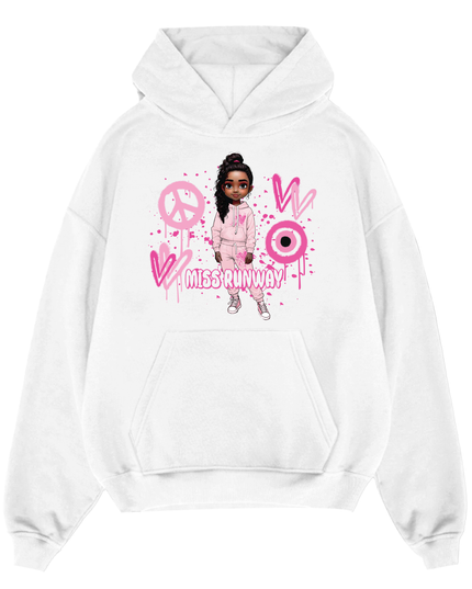 Miss Runway Doll Hoodie Pink Heart Design