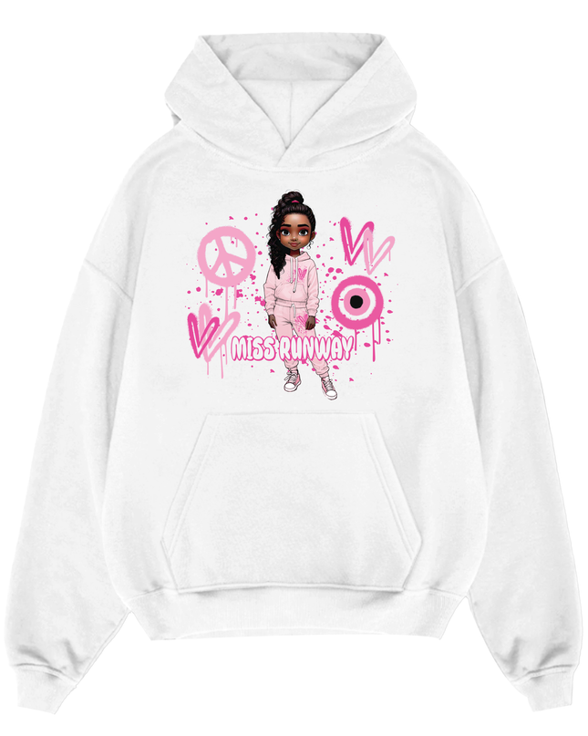 Miss Runway Doll Hoodie Pink Heart Design