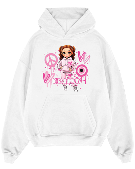 Miss Runway Doll Hoodie Pink Heart Design