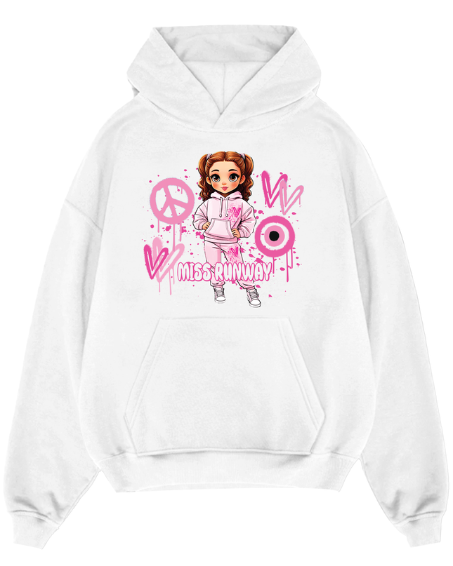 Miss Runway Doll Hoodie Pink Heart Design
