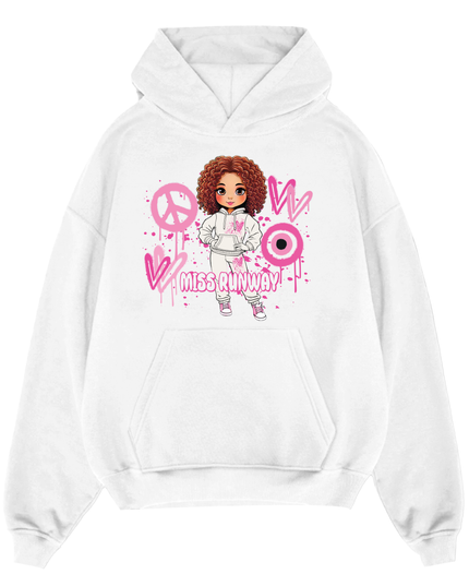 Miss Runway Doll Hoodie Pink Heart Design