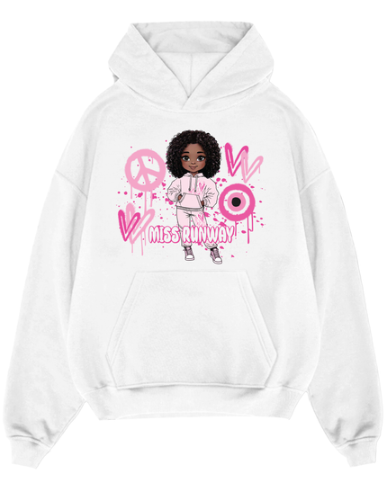 Miss Runway Doll Hoodie Pink Heart Design