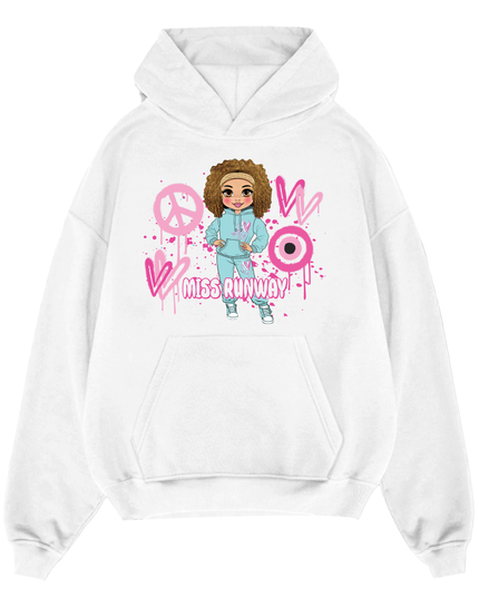 Miss Runway Doll Hoodie Pink Heart Design
