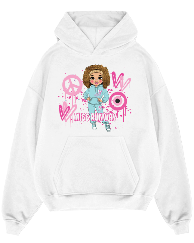 Miss Runway Doll Hoodie Pink Heart Design