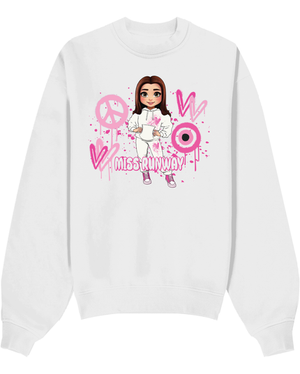 Miss Runway Doll Sweatshirt Pink Heart Design