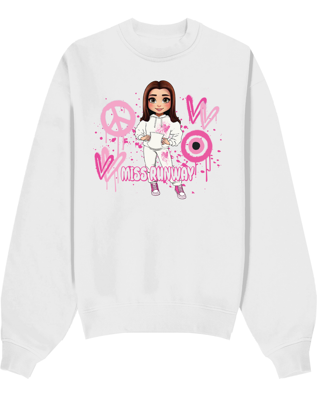 Miss Runway Doll Sweatshirt Pink Heart Design