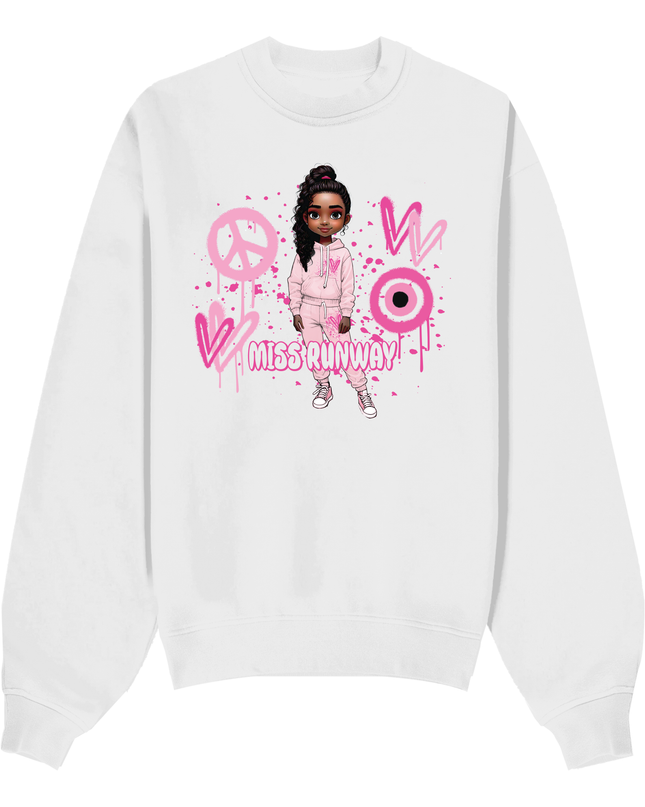 Miss Runway Doll Sweatshirt Pink Heart Design