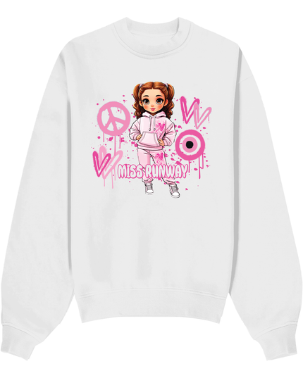 Miss Runway Doll Sweatshirt Pink Heart Design
