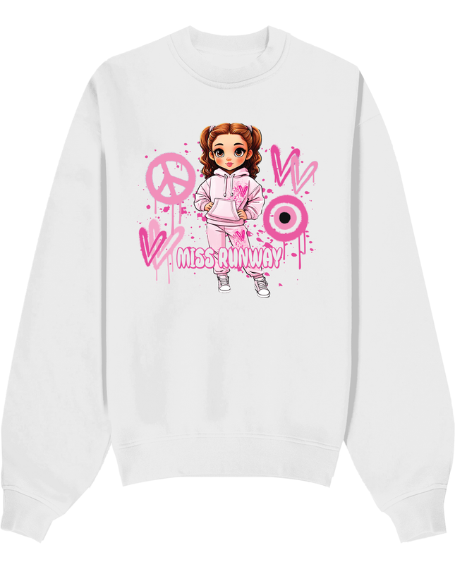 Miss Runway Doll Sweatshirt Pink Heart Design