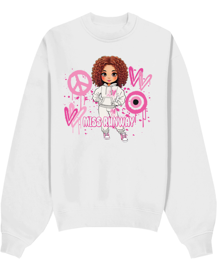 Miss Runway Doll Sweatshirt Pink Heart Design