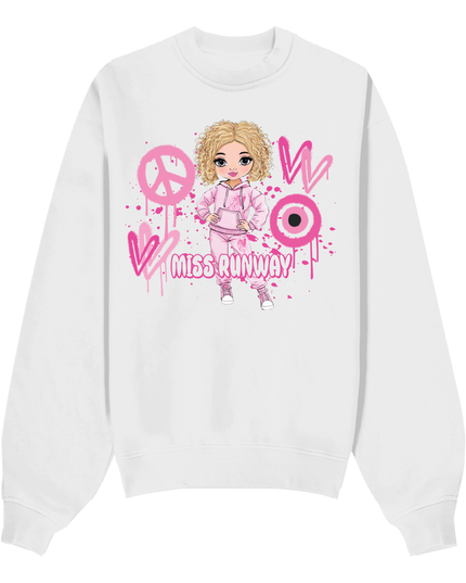 Miss Runway Doll Sweatshirt Pink Heart Design