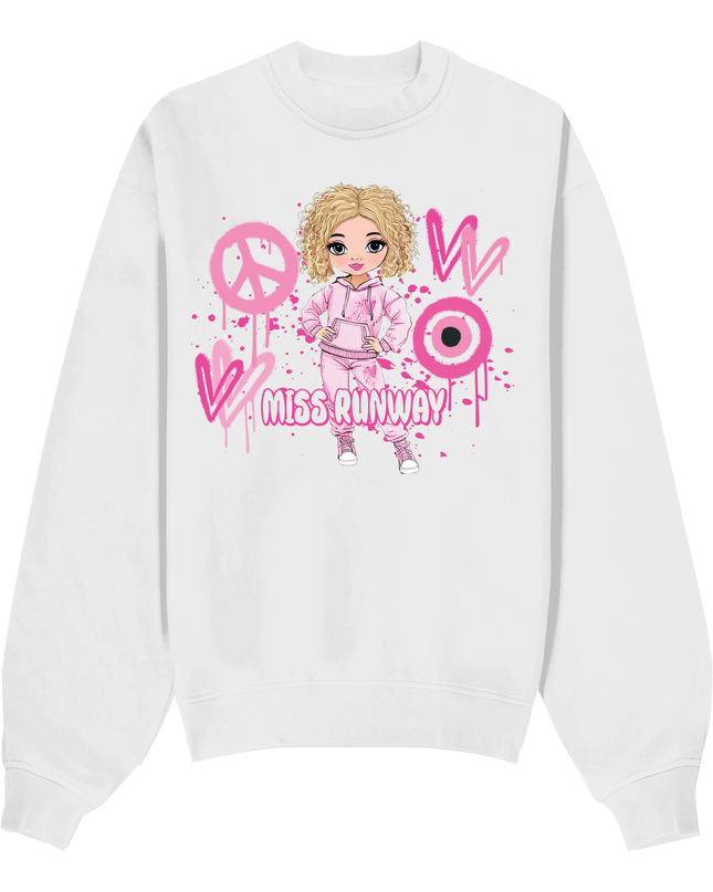 Miss Runway Doll Sweatshirt Pink Heart Design