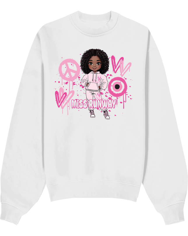 Miss Runway Doll Sweatshirt Pink Heart Design