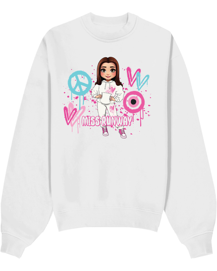 Miss Runway Doll Sweatshirt Pink/Green Heart Design