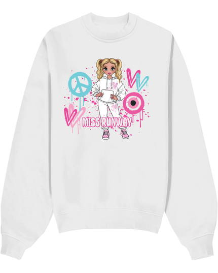 Miss Runway Doll Sweatshirt Pink/Green Heart Design