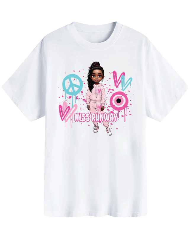 Miss Runway Doll T-Shirt Pin/Greenk Heart Design