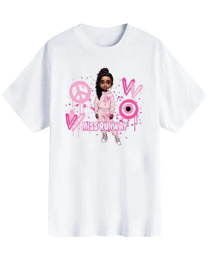 Miss Runway Doll T-Shirt Pink Heart Design
