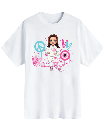 Miss Runway Doll T-Shirt Pin/Greenk Heart Design