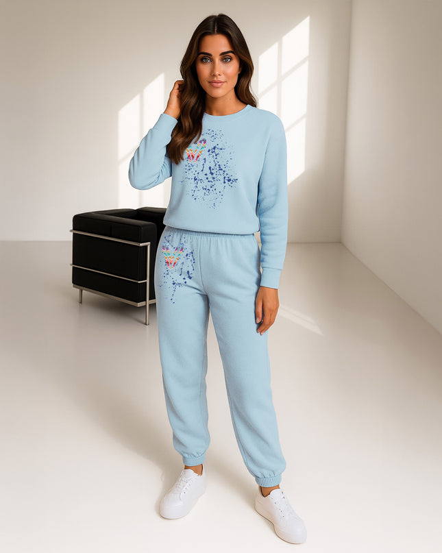 Multi Colour Zig Zag Hearts Printed Sweatshirt Tracksuit Adult