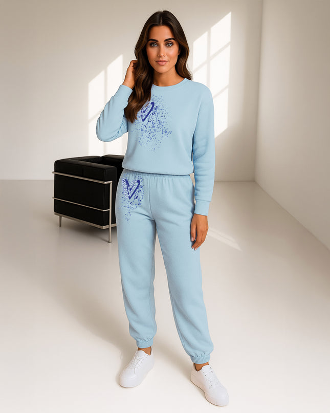 Blue Zig Zag Hearts Printed Sweatshirt Tracksuit Adult