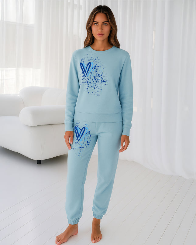 Blue Hearts Printed Sweatshirt Tracksuit Adult