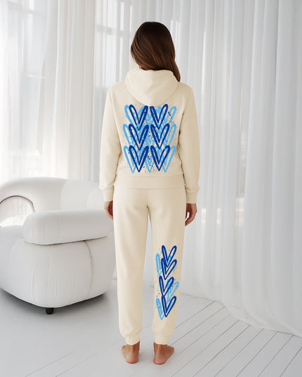 Blue Hearts Printed Hooded Tracksuit Adult