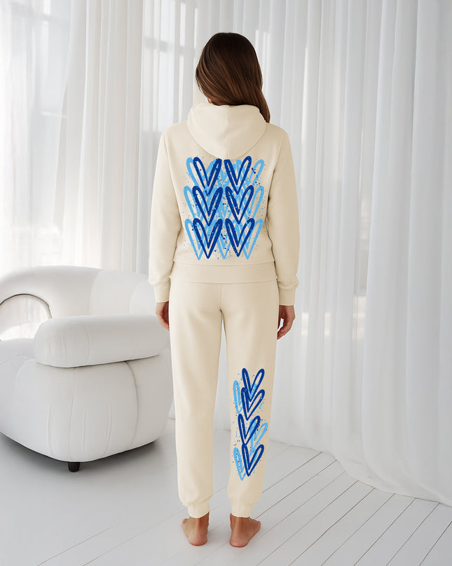Blue Hearts Printed Hooded Tracksuit Adult