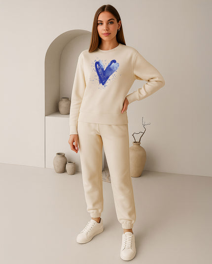 Blue Scattered Hearts Printed Sweatshirt Tracksuit Adult