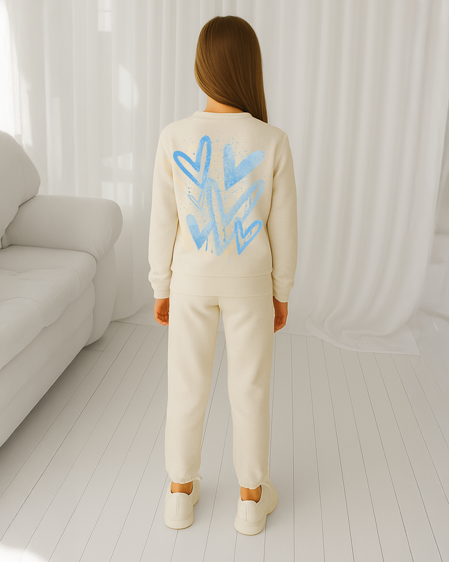 Blue Scatter Hearts Printed Sweatshirt Tracksuit Kids
