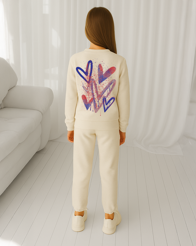 Blue/Red Scatter Hearts Printed Sweatshirt Tracksuit Kids