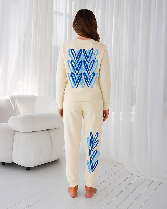 Blue Hearts Printed Sweatshirt Tracksuit Adult