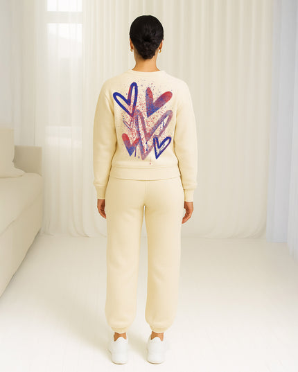 Blue/Red Scattered Hearts Printed Sweatshirt Tracksuit Adult