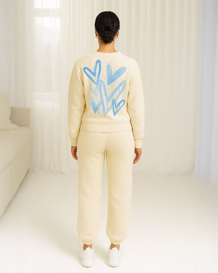 Blue Scattered Hearts Printed Sweatshirt Tracksuit Adult