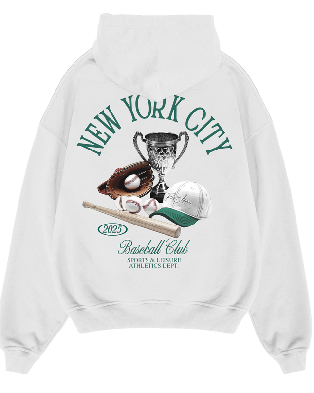 New York Baseball Club Hoodie Adult White