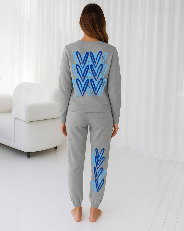 Blue Hearts Printed Sweatshirt Tracksuit Adult