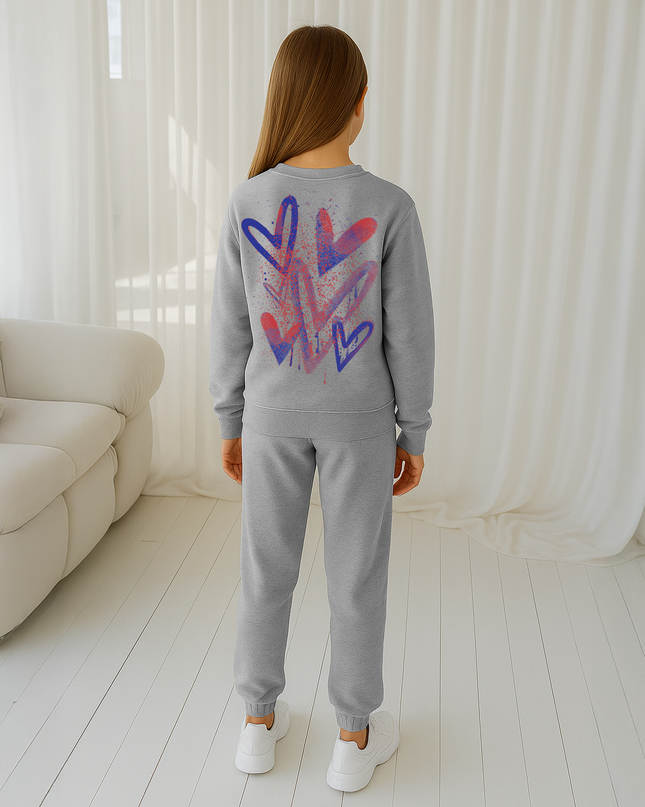 Blue/Red Scatter Hearts Printed Sweatshirt Tracksuit Kids