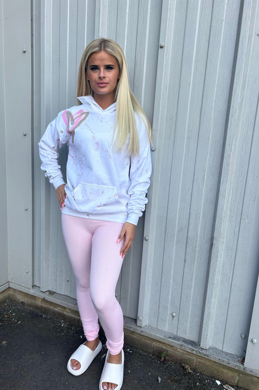 Pink/Gold Heart Hoodie And Legging Set