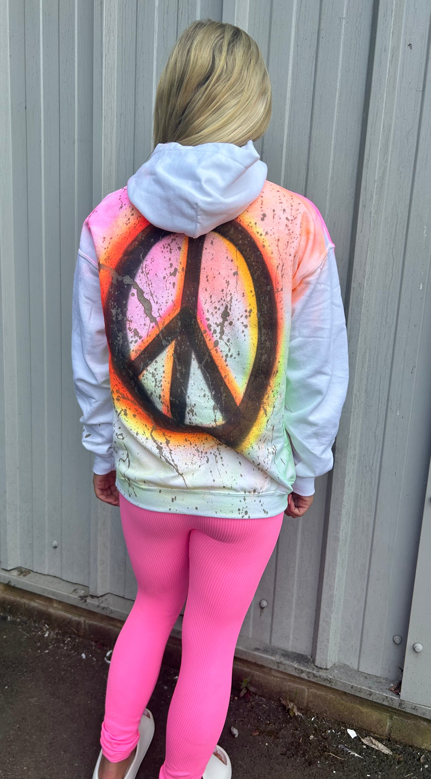 Neon Peace Spray Hoodie And Legging Set