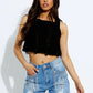 Distressed Knitted Crop Top Black