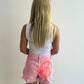 Neon Peace Pink Sprayed Denim Shorts