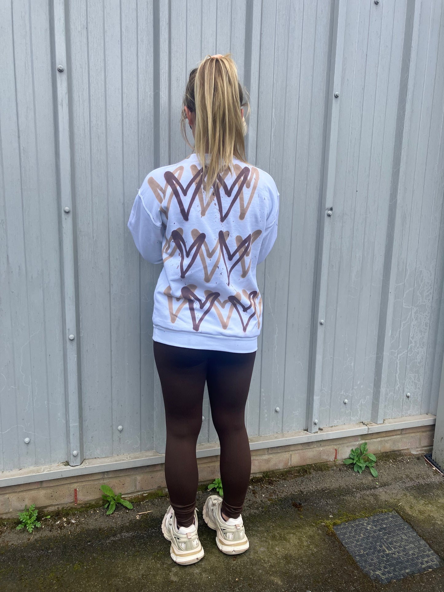 Brown Heart Sweatshirt And Legging Set