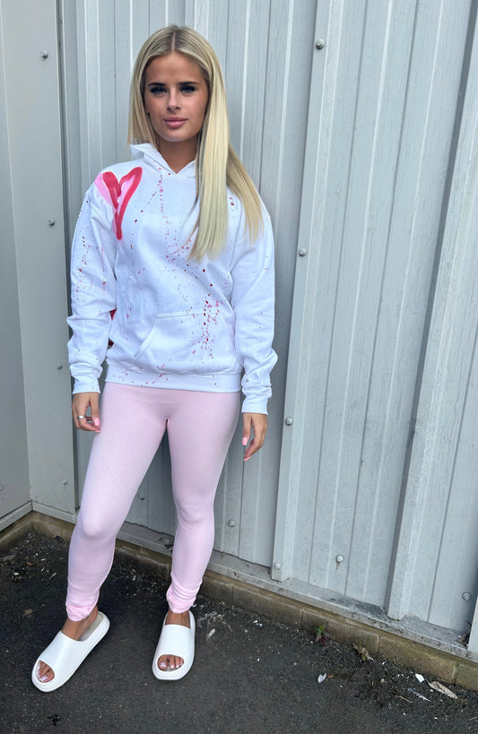 Pink/Red Heart Hoodie And Legging Set