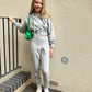Kids Cropped Zip Up Tracksuit Grey